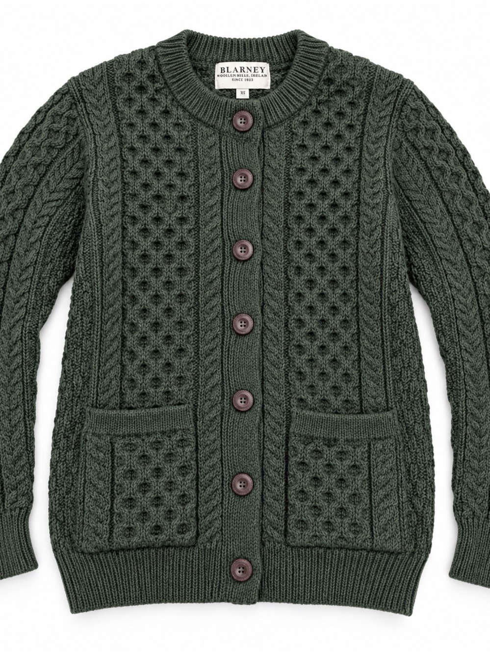 Blarney Woollen Mills Ruby Aran Merino Cardigan XS